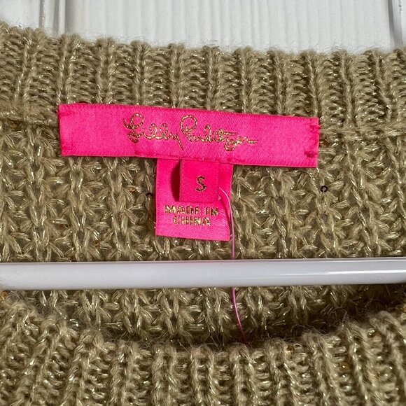 NWT Lilly Pulitzer Finney Sweater Sand Bar Sparkle Strip Size S - Picture 8 of 13